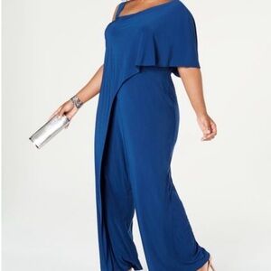 R & M Richards Asymmetrical Blue Jumpsuit